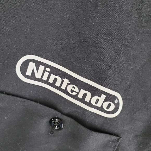 VTG Nintendo Work Shirt Mens M GAME OVER 2003 Black Button Up Short Sleeves RARE - Picture 8 of 11